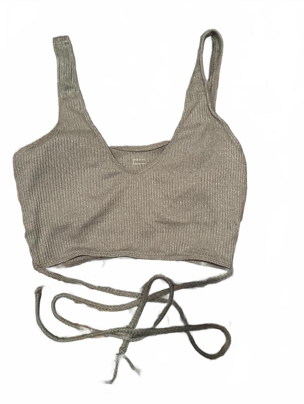 Gilly Hicks Ribbed Knit Crop Top with Wrap Tie Size S
